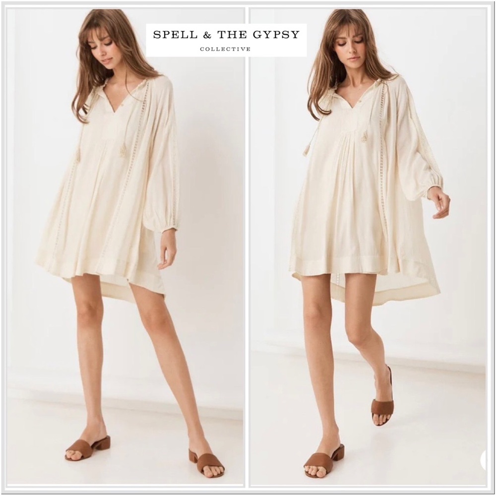 NEW Spell & Gypsy Collective Love Me Not Tunic Dress in Cream